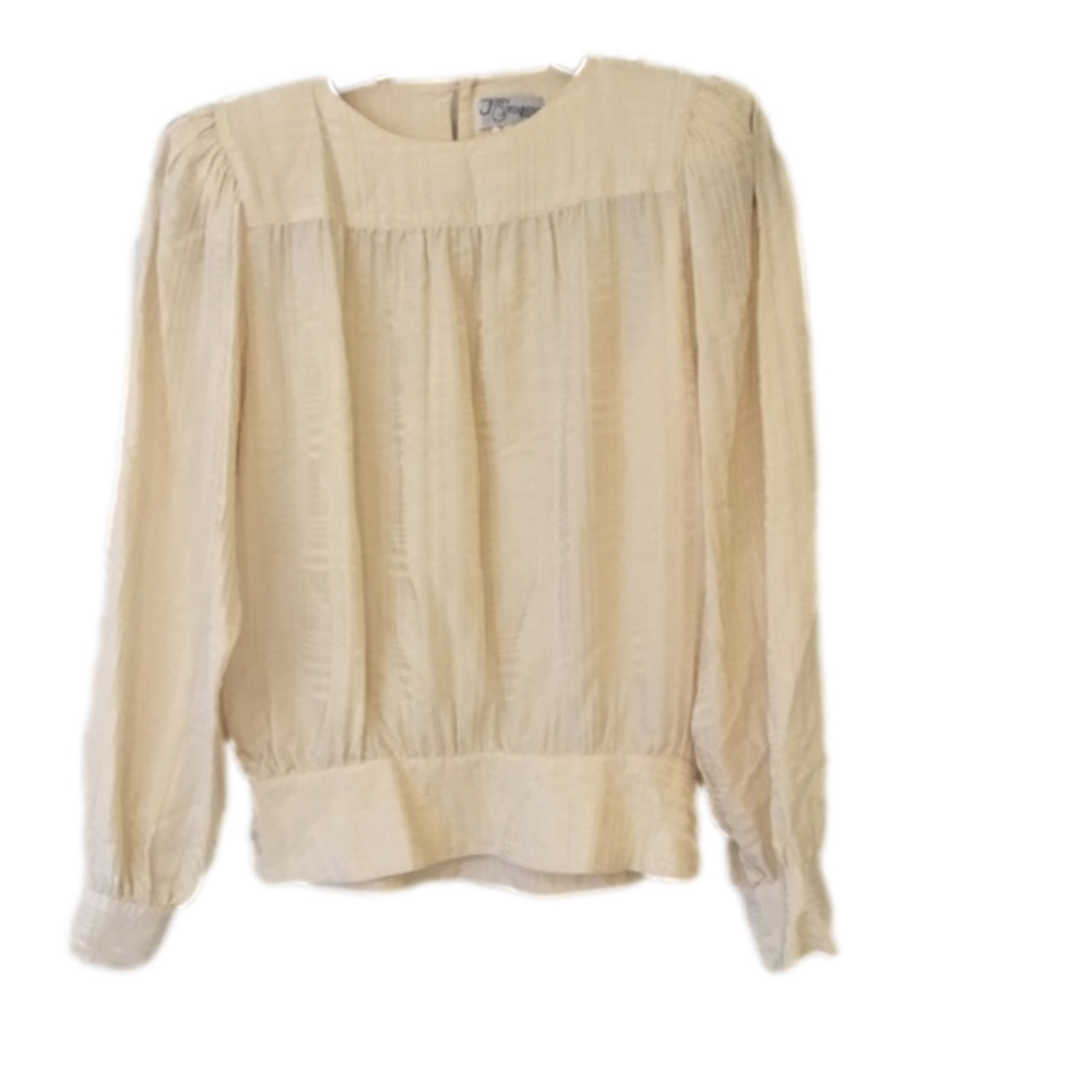 Jerry Gutenberg Vtg Silk Ivory Blouse. Sz 4